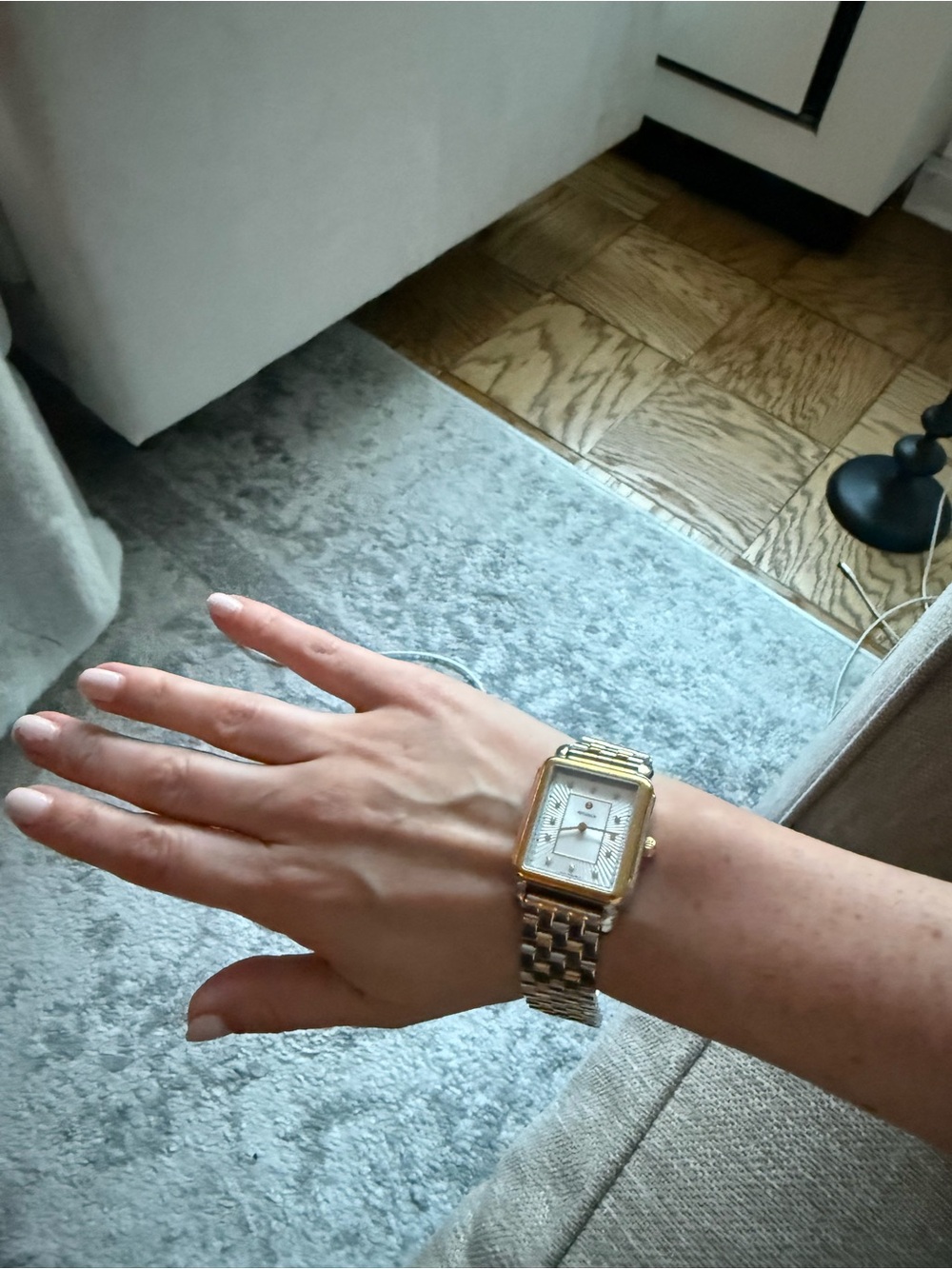 Michele Two-Tone Gold and Silver Rectangular Dial Watch - Picture 2 of 3